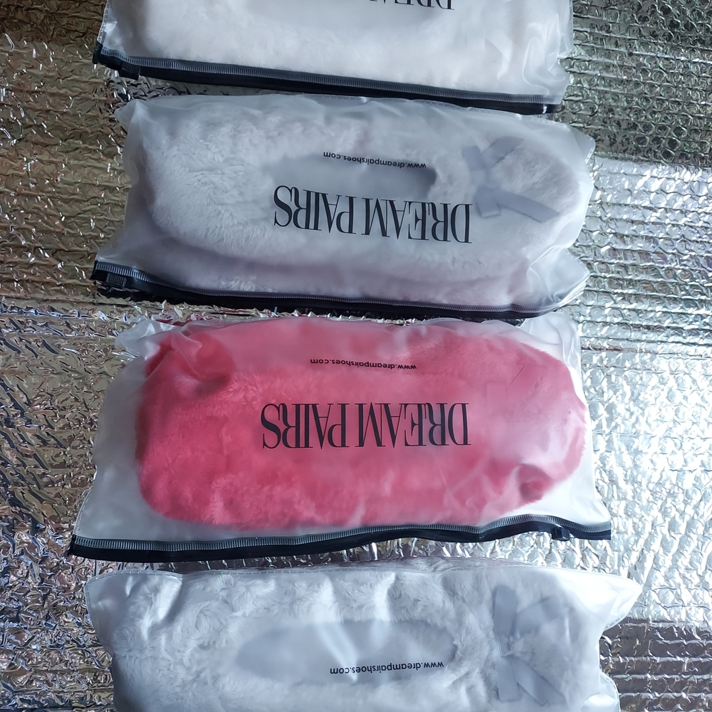 Bundle Of 4 New Dream Pairs Faux Fur Flat House Slippers Size 5-6